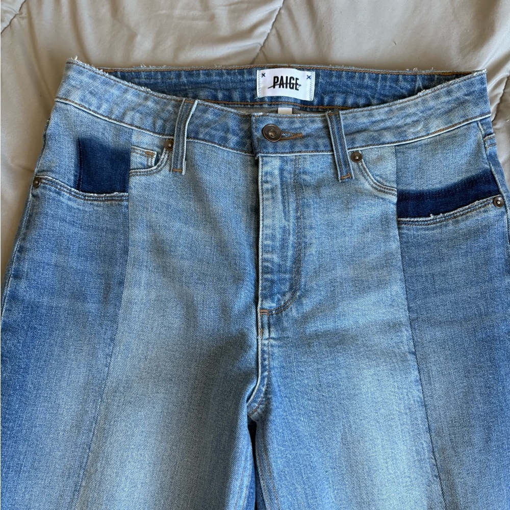 PAIGE Two-Tone Blue Jeans - Picture 3 of 8